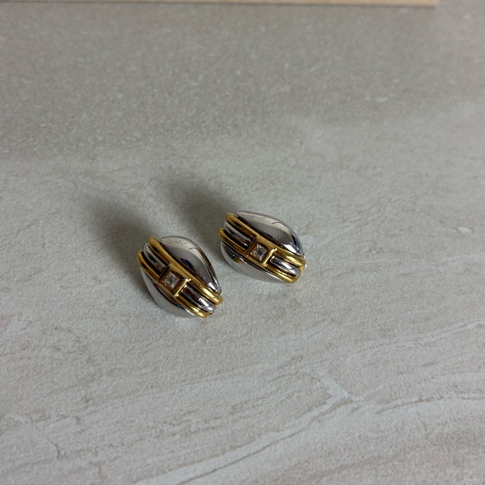 Vintage 1980s Signed Courreges Paris Clip Earrings - Picture 2 of 8